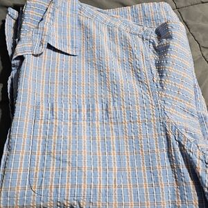 L.L. Bean Blue and Orange Plaid Shirt